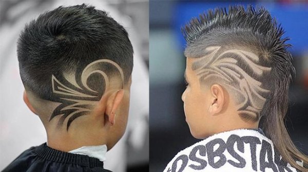 Выбрить на Виске рисунок мальчику