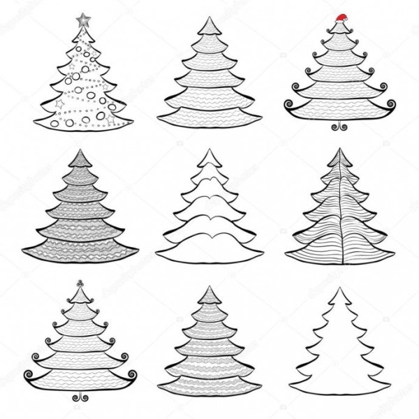 Ёлка дерево нарисованная