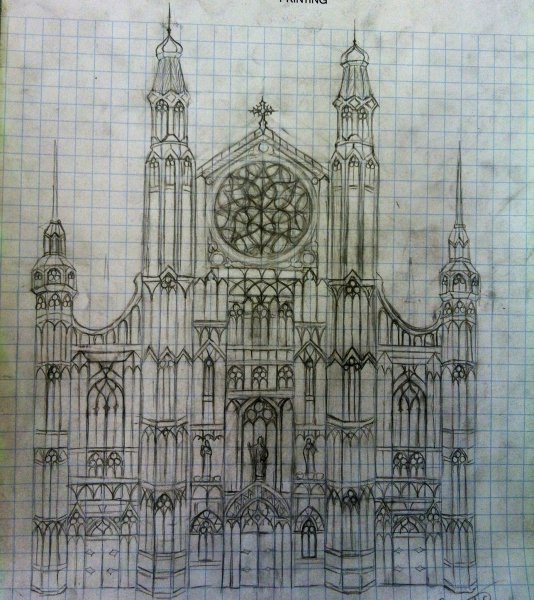 Готическая архитектура рисунок легкий