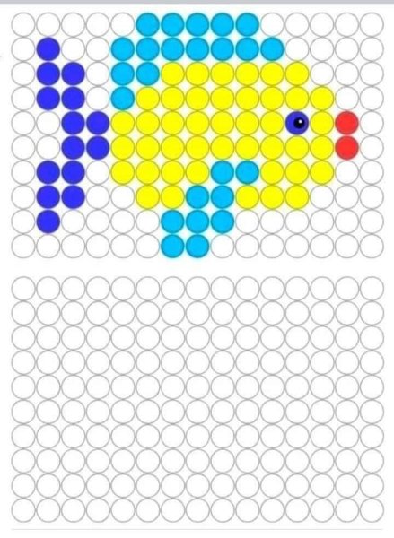 Повтори рисунок по кружочкам