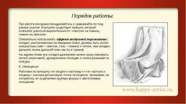 Этапы рисования драпировки складок