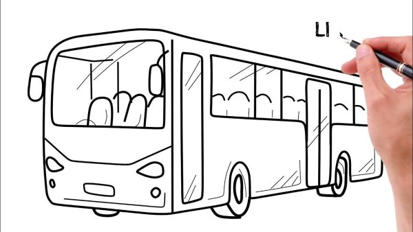 Автобус рисунок карандашом