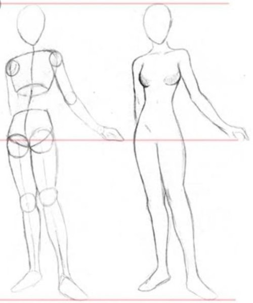 Схема девушки для рисования