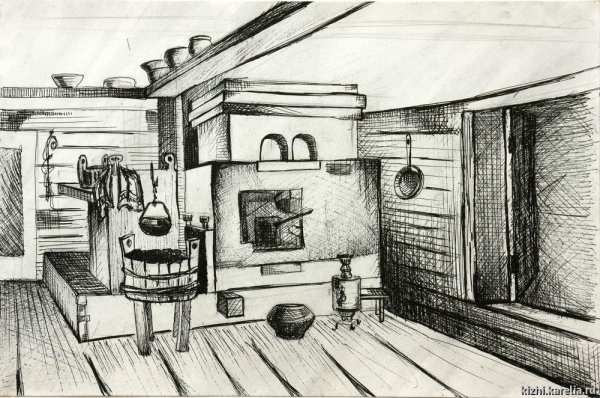 Наброски интерьера русской избы