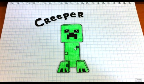 КРИПЕР по клеточкам в тетради