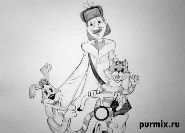 Матроскин рисунок карандашом