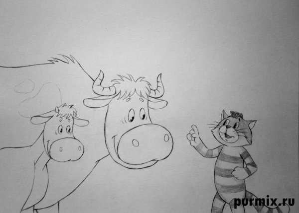 Простоквашино рисунок карандашом