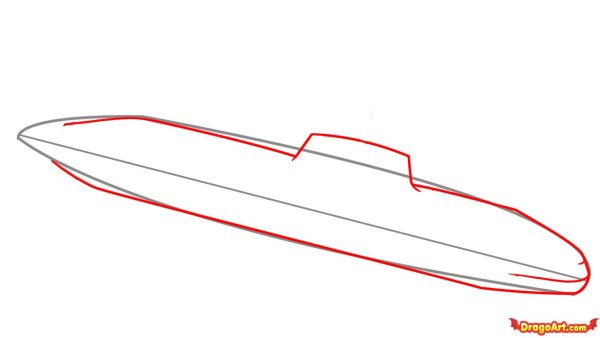 Подводная лодка карандашом поэтапно