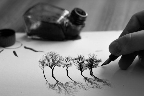 Рисование чернилами