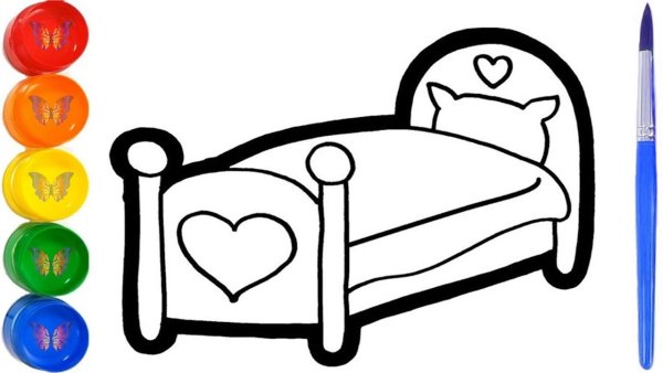 Раскраска кровать для детей распечатать