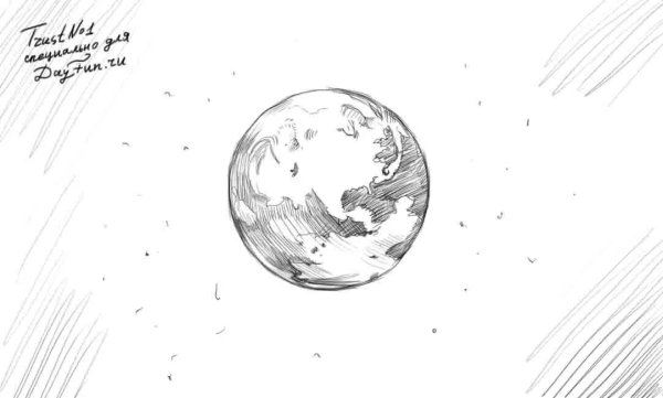 Космос рисунок карандашом