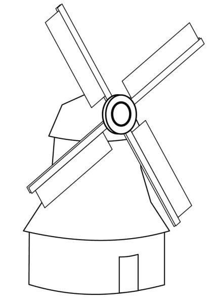 Мельница раскраска
