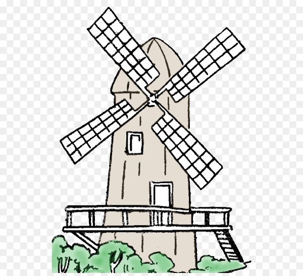 Мельница контурный рисунок