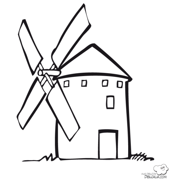 Ветряная мельница раскраска