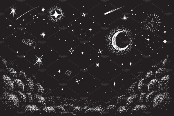 Звездное небо карандашом