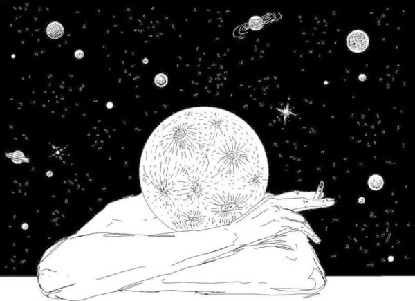 Космический пейзаж гуашью