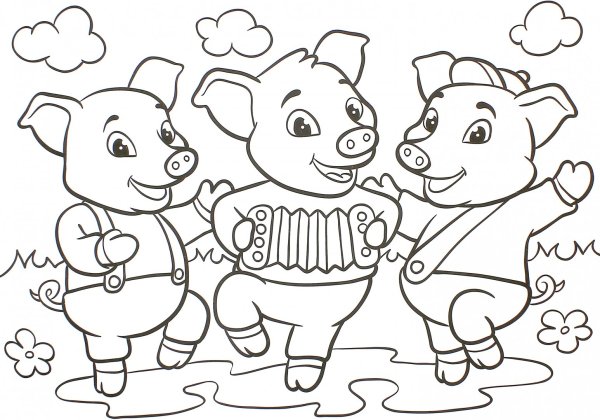 The three little Pigs раскраска