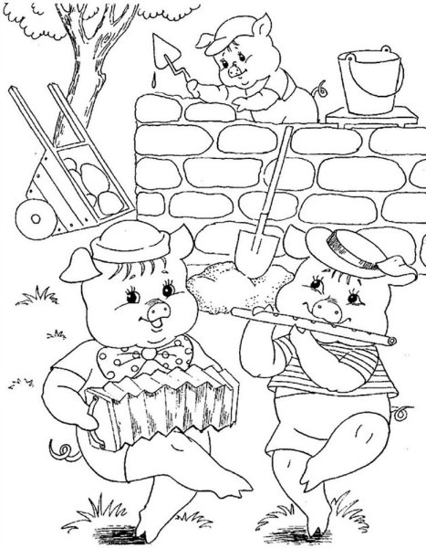 Три поросенка рисование