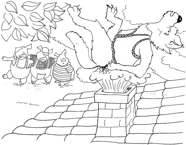 Три поросенка раскраска