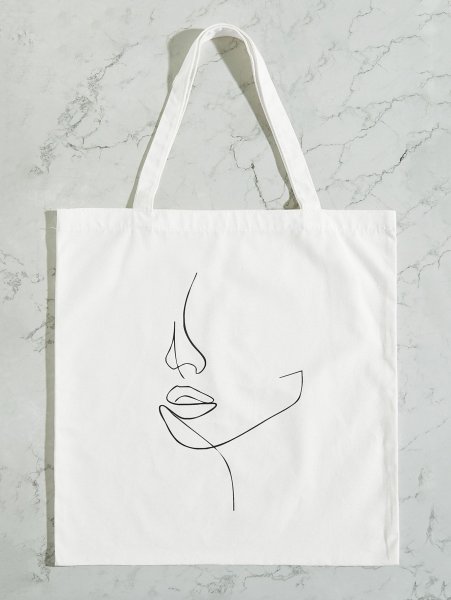 Сумка шоппер белая с принтом