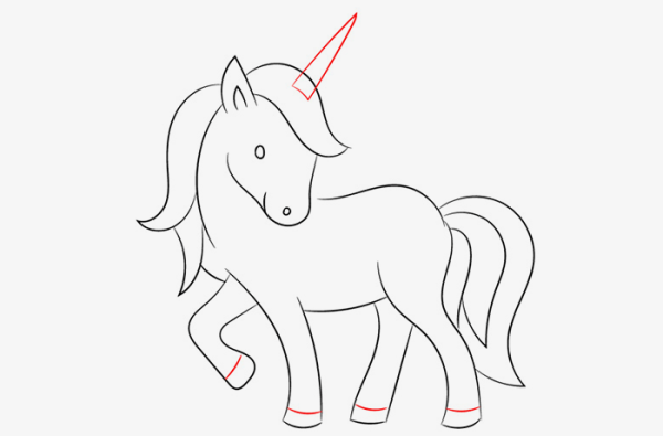 Поэтапное рисование единорога для детей