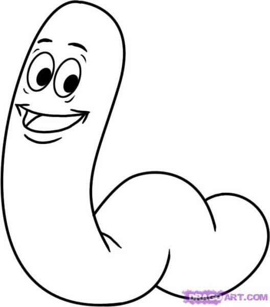 Рисование яблоко и червячок