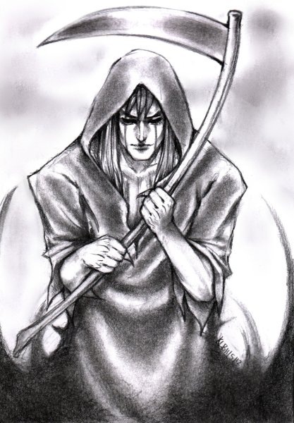 Смерть с косой рисунок карандашом