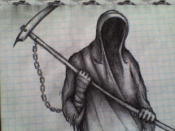 Смерть с косой рисунок карандашом