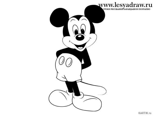Микки Маус рисунок карандашом