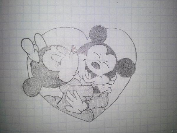 Микки Маус рисунок карандашом