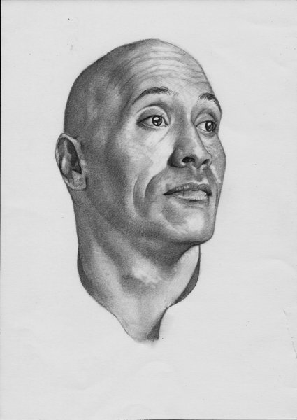 Портрет скалы Джонсона карандашом