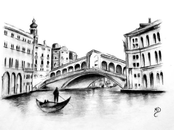 Венеция рисунок карандашом