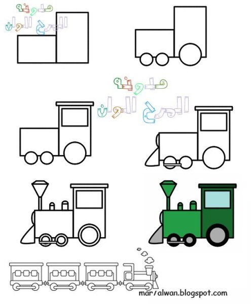 Поэтапное рисование поезда