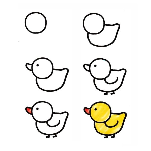 Поэтапное рисование утки для детей