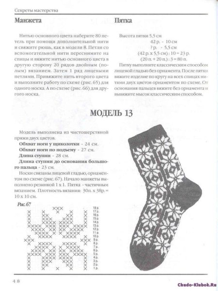 Носки схема вязания спицами