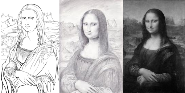 Леонардо да Винчи Мона Лиза черно белая