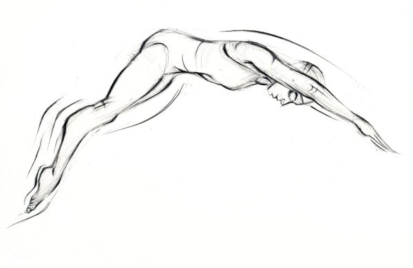 Пловец набросок