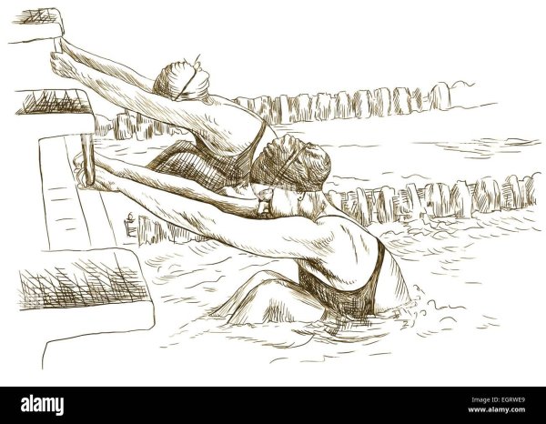 Пловец карандашом