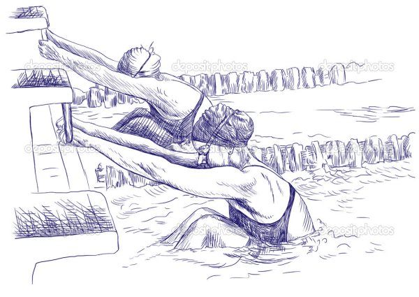 Пловец набросок