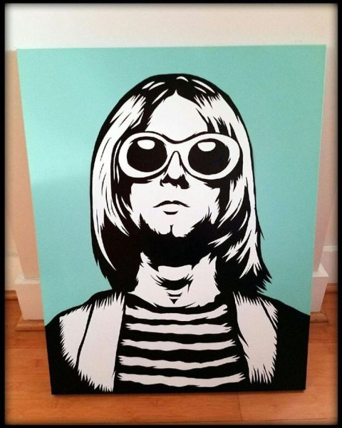 Курт Кобейн в очках рисунок