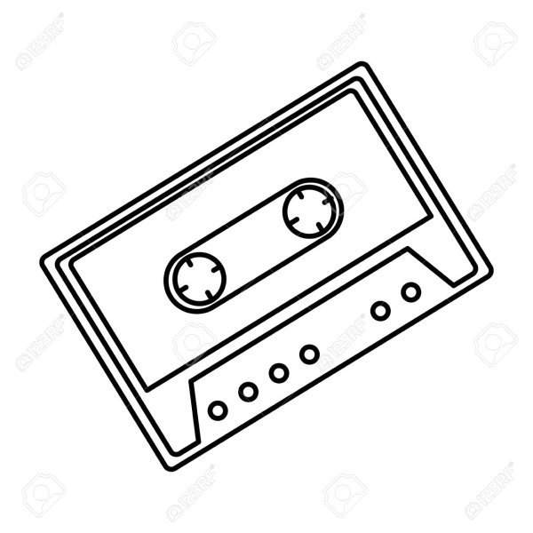 Нарисованная аудиокассета для печати