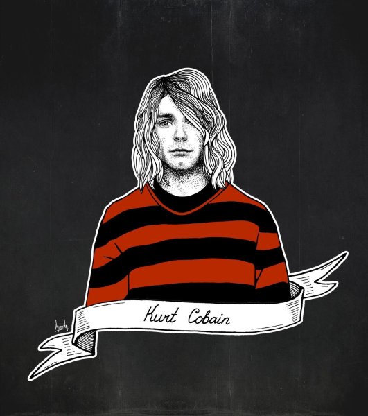 Курт Кобейн с гитарой рисунок