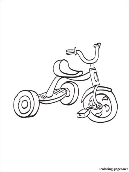 Раскраска трехколесный велосипед