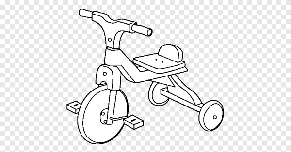 Раскраска трехколесный велосипед