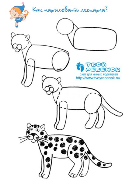 Рисование леопарда для детей