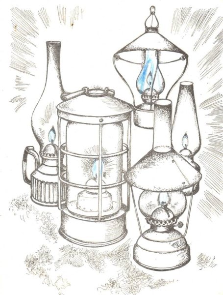 Керосиновая лампа раскраска