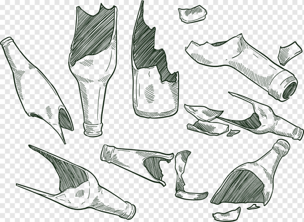 Эскиз разбитой бутылки