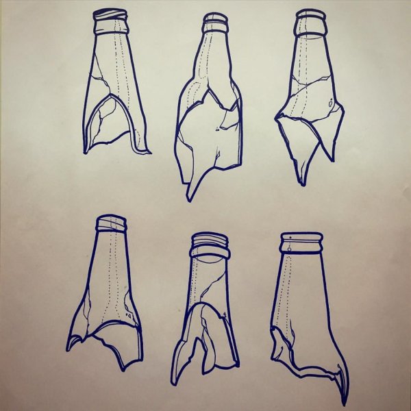 Разбитая бутылка раскраска