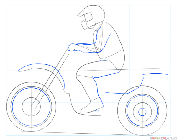 Поэтапное рисование мотоцикла для детей