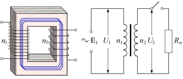 Однофазный силовой трансформатор схема